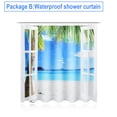 thumbnail image 5 of 3Pcs Seabeach Waterproof Bathroom Shower Curtain Non-Slip Toilet Cover Mats Rug + Waterproof Fabric Shower Curtain With 12 Hooks, 5 of 7