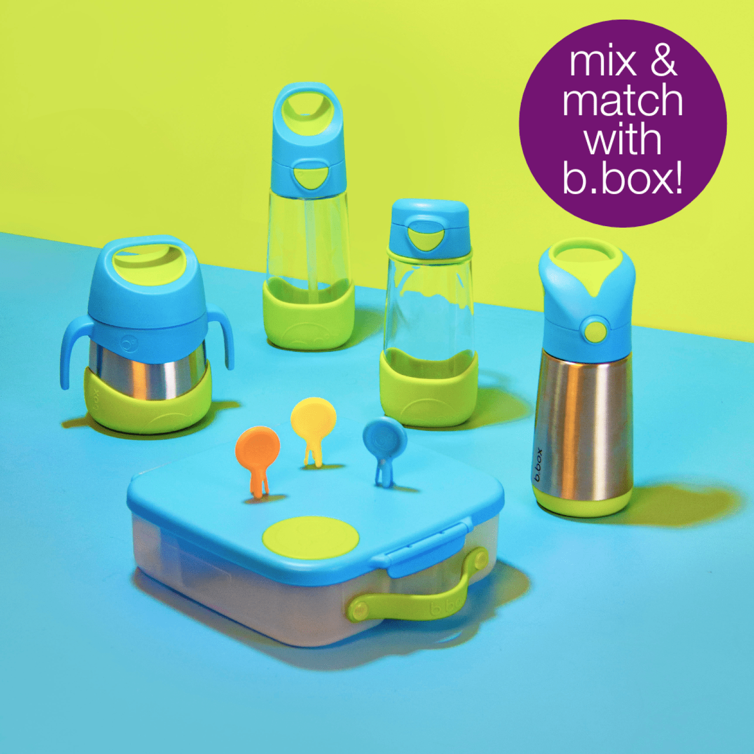 b.box 20oz Tritan™ Drink Bottle - Flip Top Straw Water Bottle for Kids (Blue Slate)