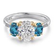 thumbnail image 2 of Gem Stone King 2.46 Cttw IGI Certified Lab Grown Diamond and Blue Tanzanite in 925 Silver and 10K Yellow Gold Engagement Ring for Women | Center Diamond 1.5 Ct | D-E Color | VS1 Clarity | Size 5, 2 of 6