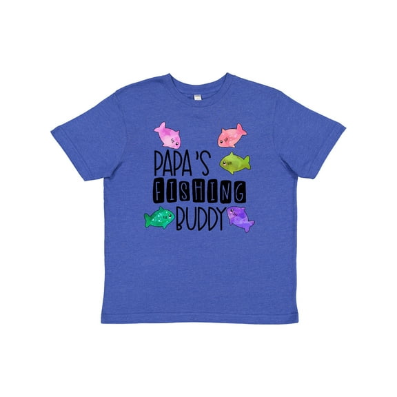 Inktastic Papa's Fishing Buddy with Colorful Fish Youth T-Shirt