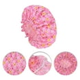 thumbnail image 3 of Unique Bargains 1 Pc Ditsy Floral Double Layer Shower Cap for Bathroom Red PE Polyester, 3 of 6