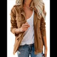 thumbnail image 3 of Chaqueta Utilitaria de Otoño para Mujer: Cuello Alto, Color Liso, Corte Holgado, de Cremallera y Múltiples Bolsillos Marrón M, 3 of 8