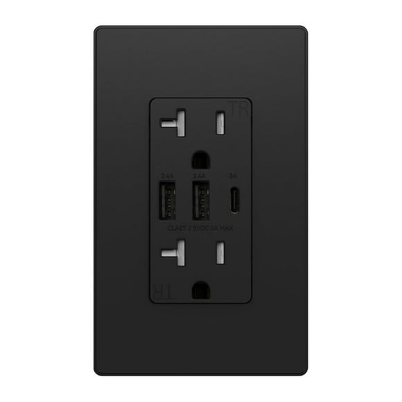 ELEGRP - Receptáculos de toma de corriente USB C de 3 puertos, toma de corriente USB de 30 W 6.0 A,