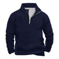 thumbnail image 5 of KaLI_Store Men's Quarter Zip Fleece Pullover Long Sleeve Casual Sweatshirts Tops with Pocket Dark Blue,4XL, 5 of 5