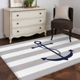 thumbnail image 3 of Grey Stripes Washable Area Rug 3x5 Anchor Nautical Geometric Low-Profile Large Area Rugs with Non Slip Backing Indoor Floor Carpet for Entrance Living Room Bedroom Home Office, 3 of 9