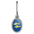 thumbnail image 1 of Hidden Temple Blue Barracudas Antiqued Oval Charm Clothes Purse Suitcase Backpack Zipper Pull Aid, 1 of 1