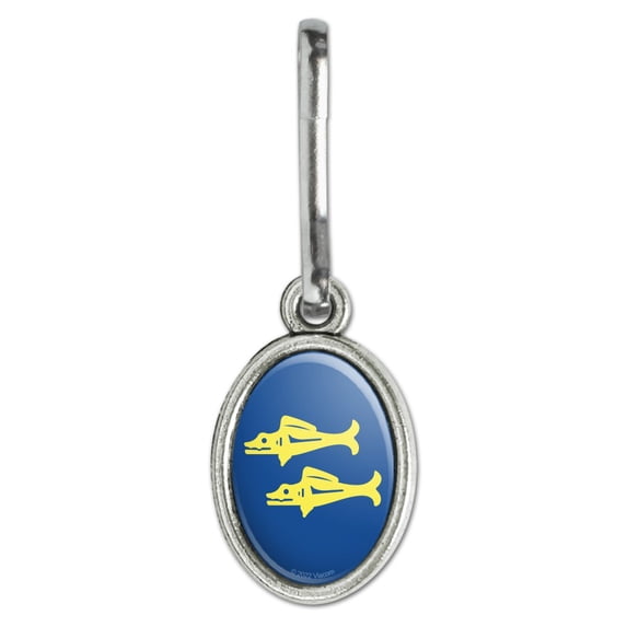 Hidden Temple Blue Barracudas Antiqued Oval Charm Clothes Purse Suitcase Backpack Zipper Pull Aid