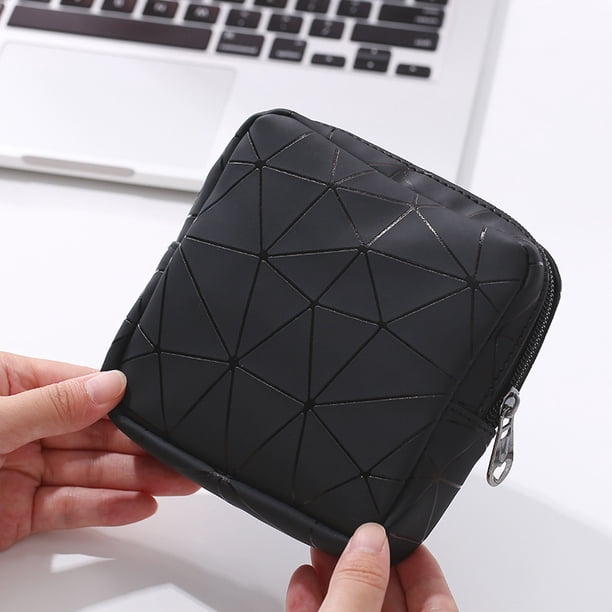 Bolsa de almacenamiento de toallas sanitarias, bolsa de copa menstrual, bolsa de almacenamiento de toallas sanitarias de maquillaje pequeño empalme geométrico de viaje para niñas, pequeña, portátil, JAMW Sencillez