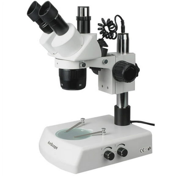 AmScope 5X-10X-15X-30X Trinocular Stereo Microscope with Top & Bottom Lights New