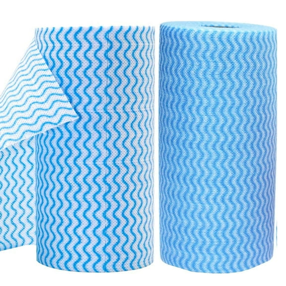 Baifeier 200 Counts Dish Cloths Kitchen Reusable, Disposable Cleaning Towels and Dish Cloths, Cleaning Rags Wipes Disposable,100 Count/Roll, Blue