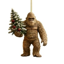 Luoshdecor Christmas Snow Gorilla Ornament Gifts,Winter Cute Acrylic Hanging Holiday Ornament for Xmas Tree Party 3.1 in