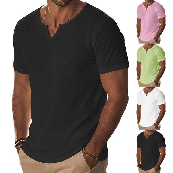 Kojanyu Men's Big & Tall Muscle Shirts V Neck Short Sleeve Summer T-Shirts, Casual Athletic Gym Tops, S-XXXL