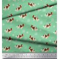thumbnail image 3 of Soimoi Green Georgette Viscose Fabric Bird,Paw & Cocker Spaniel Dog Print Sewing Fabric Yard 42 Inch Wide, 3 of 3
