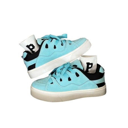 

Lacyhop Women Men Sneakers Lace Up Fashion Sneaker Comfort Casual Shoe Sports Breathable Skate Shoes Lightweight Non Slip Flats Lake Blue 8.5