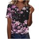 thumbnail image 3 of TaTaai Ladies Loose Casual V Neck Button Tops Random Print Short Sleeve Blouses Fashion Soft Lightweight Comfy Daily Vacation Party Wear Gift, 3 of 7