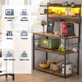 thumbnail image 5 of Bakers Rack with Power Outlet, Microwave Stand, 5 Tiers Coffee Bar Station with Led Lights, Kitchen Storage Shelf with 6 S-Shaped Hooks, Kitchen Rack Coffee Bar Stand, Rustic Brown, 5 of 14