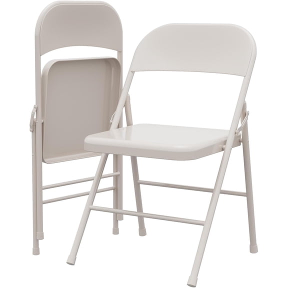 Folding Chairs Set of 2, Portable & Stackable Kitchen Chair, Foldable Chairs with Metal Frame Hold Up to 350 Pounds, Suitable for Dining Room, Home Office, Indoor and Outdoor Events, Beige