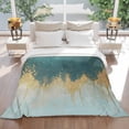 thumbnail image 3 of Abstract Gradient Teal Gold Flannel Blanket for Bed,Travel and Camping, Shinny Gold Geometric Super Soft Cozy Blanket for All Seasons 40"x50", 3 of 7