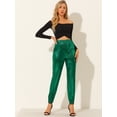thumbnail image 4 of Allegra K Pantalones metálicos para mujer, brillantes, brillantes, con cintura elástica, pantalones de chándal holográficos, ropa de calle Punk Hip HopVerde M, 4 of 6