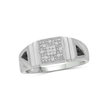JewelersClub Diamond Rings for Men – 0.15 CTW Genuine Black & White Diamond Ring for Men – Hypoallergenic Sterling Silver Ring Men – Real Diamond Mens Rings Statement Ring – Luxurious Gifts for Him