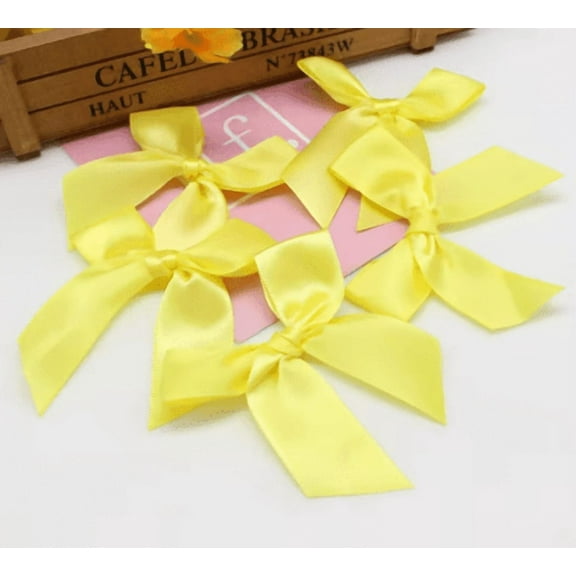 12 Ct  Yellow  Bow Satin Ribbon