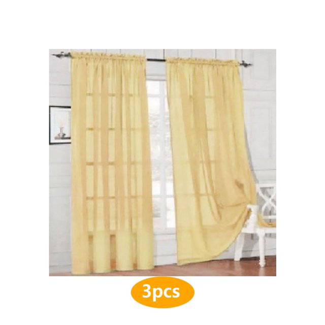 Nuevo color sólido Voile Sheer Cortina Cortinas de ventana de panel 100*200cm 3pcs Inevent CBP165523