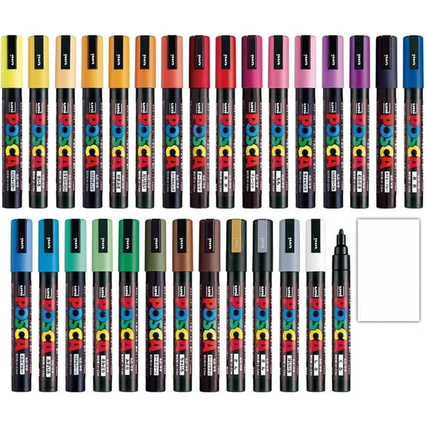 Marcador de pintura Posca punta media (PC-5M) juego completo de 29 colores Uni Mitsubishi Poster Colour TODOS LOS COLORES bolígrafo de marcador 2.2 mm set original