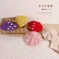 thumbnail image 3 of Boina de lana con cinta de flores para niñas, gorros cálidos de invierno, a la moda, para la escuela, 3 of 4