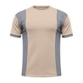 thumbnail image 3 of Yusimy Men's Waffle Knit Short Sleeve T-Shirt Color Block Design Breathable Casual Comfort for Daily Wear, 3 of 7