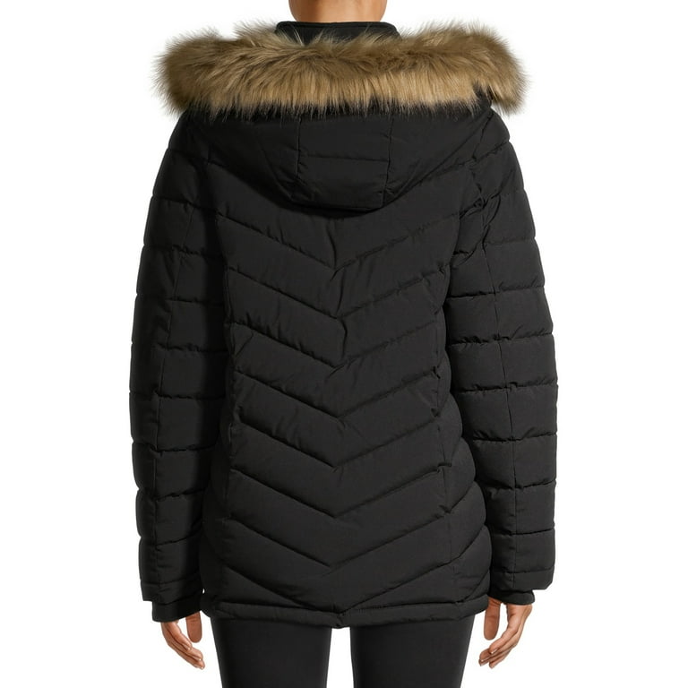 Swiss Tech Women s Bibbed Solarball Puffer Coat with Faux Fur