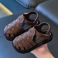 thumbnail image 2 of Toddler Girl Gladiator Strappy Sandals Kids Summer Open Toe Adjustable Ankle Strap Outfoor Lightweight Soft Sole Flat Shoes Coffee 4.5 Toddler, 2 of 5