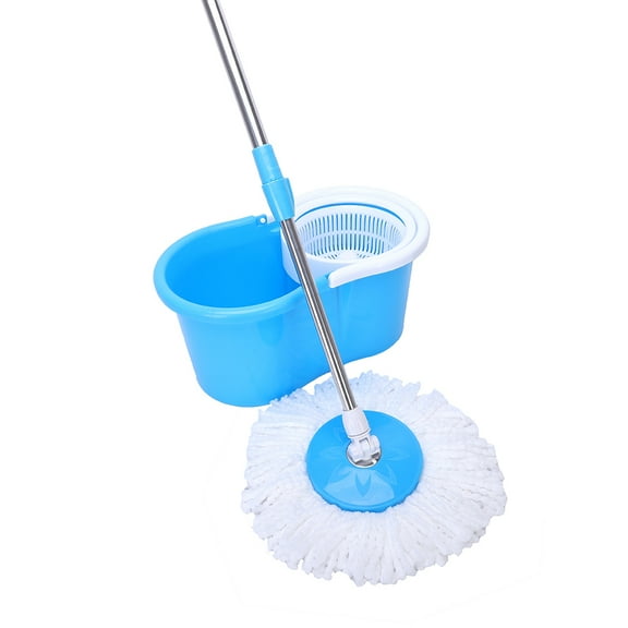 Microfiber Spin Floor Mop with Bucket 2 Heads 360° Rotation Microfiber Mop Floor Mops for Home,Blue