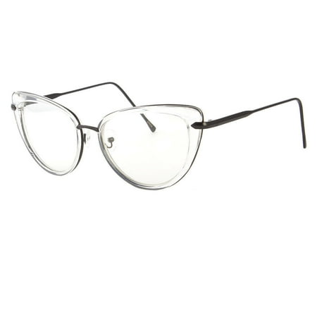 Cat Eye Clear Lens Glasses Metal Gold 50s Vintage Women Retro Eyeglasses