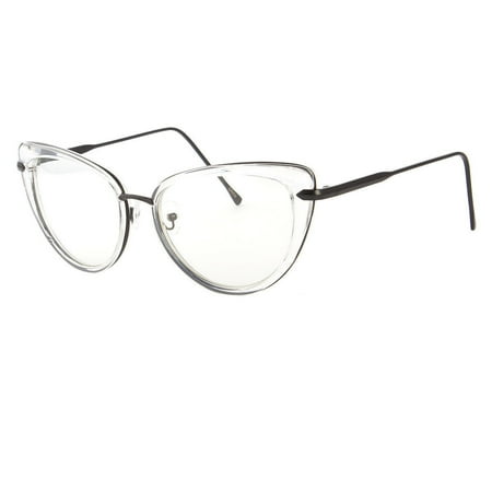 Cat Eye Clear Lens Glasses Metal Gold 50s Vintage Women Retro (Best Clear Eye Gloss)