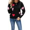 thumbnail image 2 of Gupgi Chandails Cœur d'Amour pour Femmes Hauts de la Saint-Valentin Manches Longues Col Rond Tricoté, 2 of 9