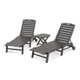 thumbnail image 2 of polywood 3-piece nautical outdoor folding chaise lounge chair & side table set, 2 of 3