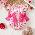thumbnail image 2 of Rhoudy Girls Spring Bodysuit Crewneck Fly Sleeve Floral Embroider Romper Onesiess Red 6-12 Months, 2 of 7
