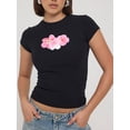 thumbnail image 6 of Argulvti Women T-shirt, Crew Neck Short Sleeve Flower Print Polyester Slim Fit Summer Tops for Casual Daily, 6 of 8