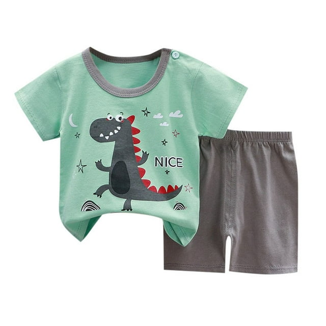 HAJGJP Two Piece Pant Sets Summer Children Short Sleeve Shorts Set Korean Version Of Pure T Shirt Grey,2-3Years
