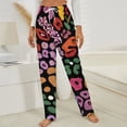 thumbnail image 3 of Floral Leopard Print Abstract Art Winter Female Pants Flannel High Waist Women Pants Lady Warm Straight Leg Plush Trousers, 3 of 7