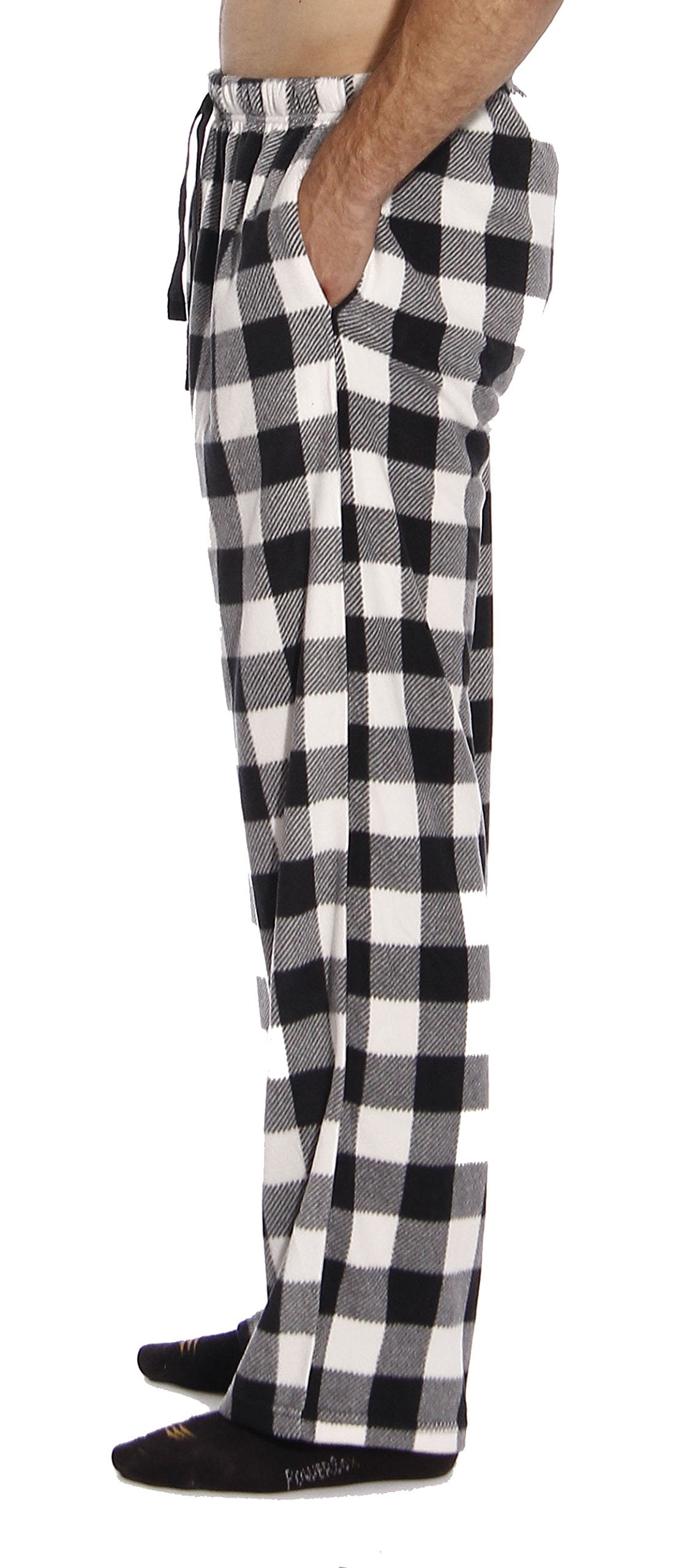 followme Microfleece Men's Buffalo Plaid Pajama Pants with Pockets (Black &  White Plaid, Small) 