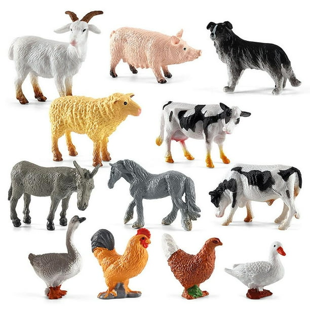Mini Figuras De Animales De Granja Simulación Figuras De Animales De Granja Juguetes Lavable Pvc Granja Granero Animales Playset Para Fiesta De Granja Y Decoración De Pasteles 12 Unids Kearding HA038192-00