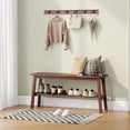 thumbnail image 2 of 39-Inch Solid Wood Dining Bench with Shoe Rack Storage, Walnut Finish for Entryway, Bedroom, or Kitchen, 2 of 7