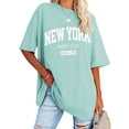 thumbnail image 2 of Trendfront Womens Graphic T Shirt Crewneck Short Sleeve New York Oversized Retro State Letter Print Summer Fashion Casual Slouchy Tops, 2 of 4