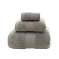 thumbnail image 1 of Long Staple Bath Towel Set Super Absorbent Soft Quick Drying 3 Piece Square Design for Spa and Home, 1 of 5