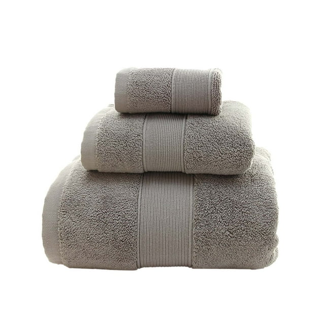 Long Staple Bath Towel Set Super Absorbent Soft Quick Drying 3 Piece Square Design for Spa and Home