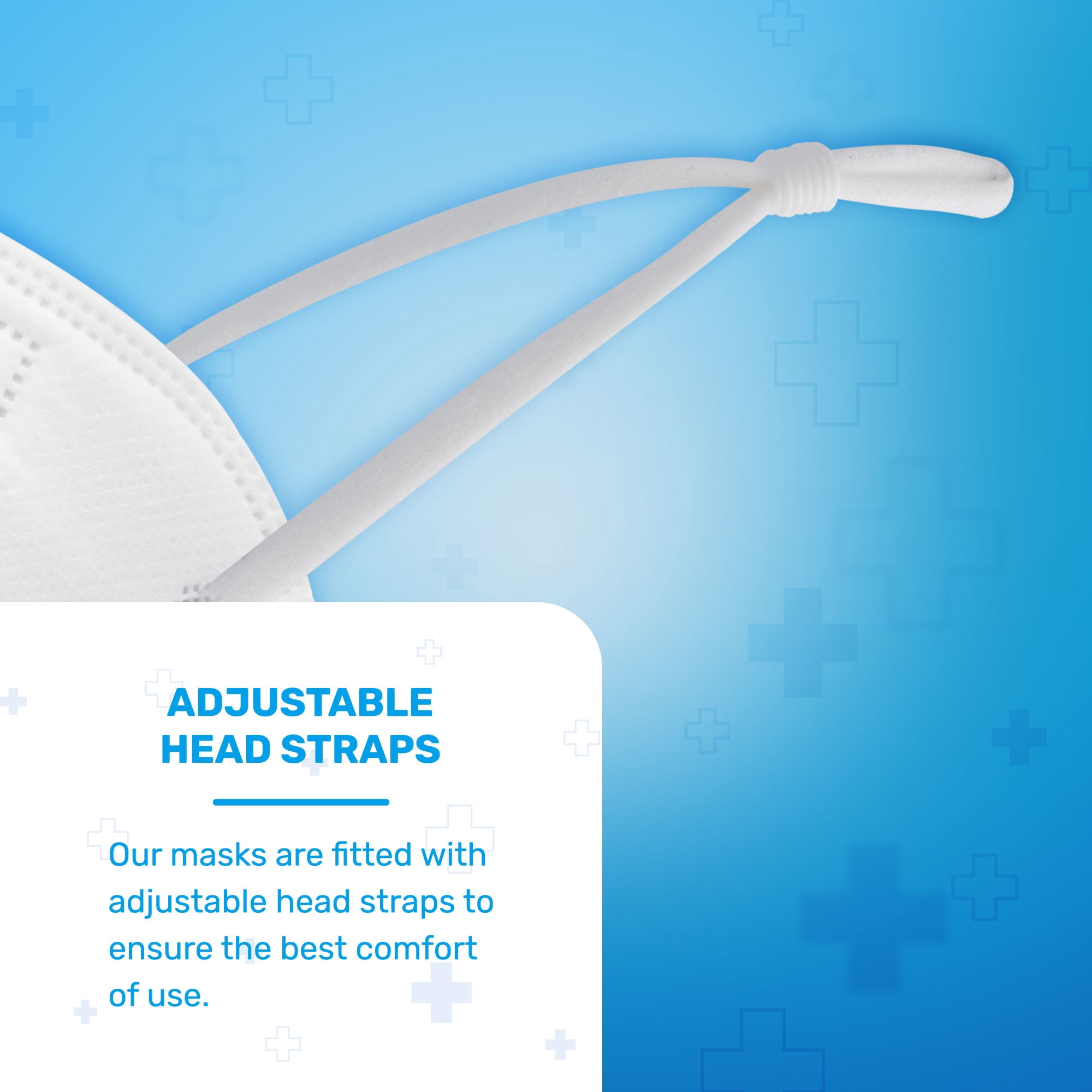 WellBefore KN95 Disposable 5Ply Face Masks, Pack of 10, Medium, White, Individually Wrapped, Adjustable Head Straps