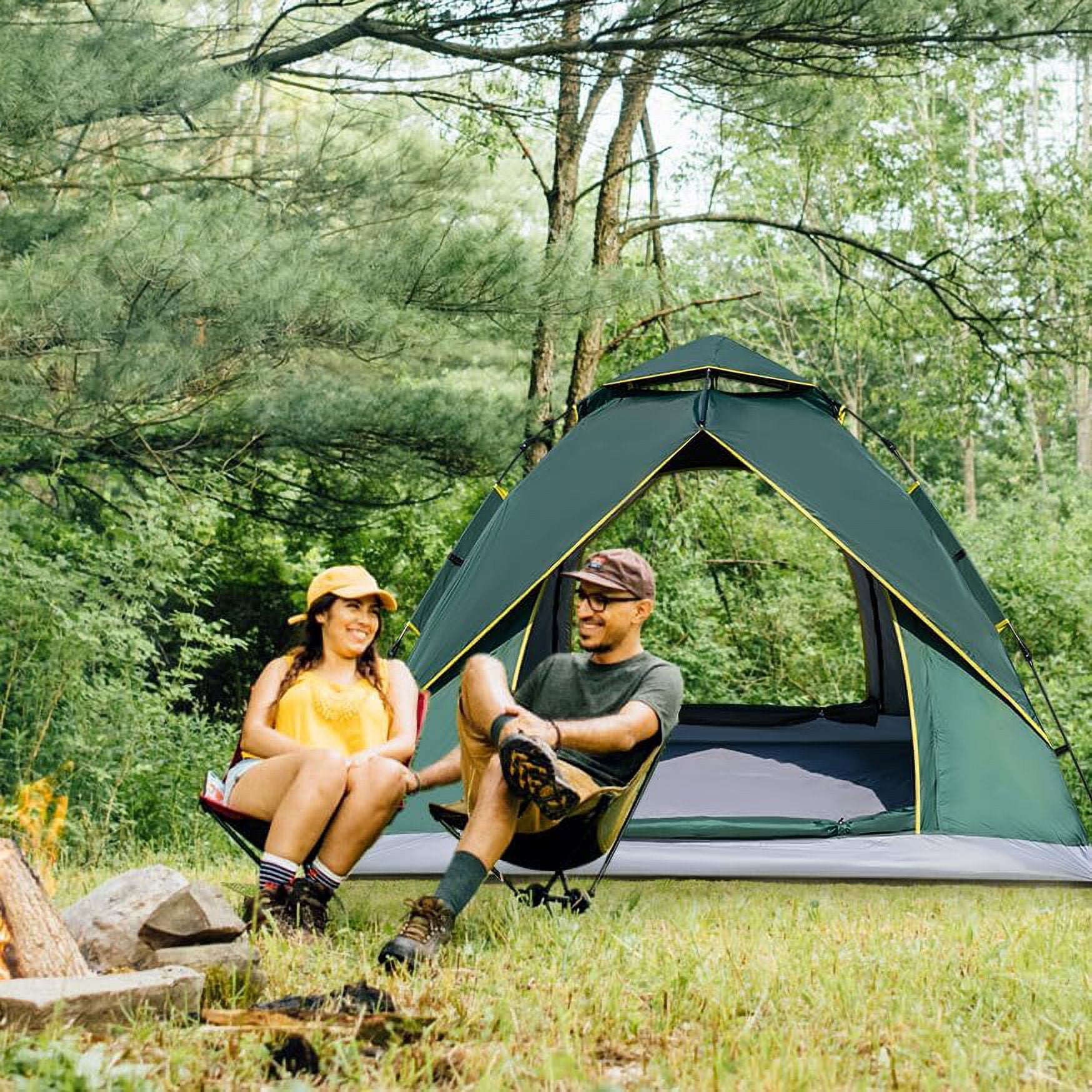 HOUFIY 4-Person Camping Tent, Easy Pop-Up Waterproof Dome for Hiking and Traveling