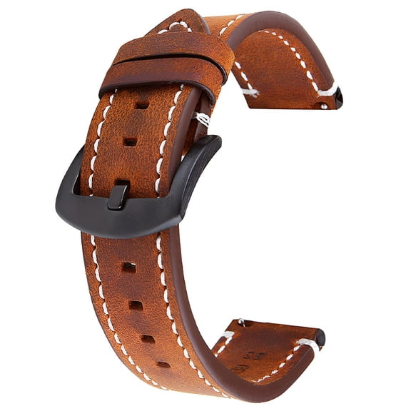 DESIGNICE 1Pc 20mm Watch Strap Retro Smartwatch Band Replacement Wrist Watch Strap (Dark Brown)