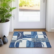 Addison Rugs Chantille Indoor/Outdoor Transitional Geometric Blue Washable Rectangle Rug, 1'8" x 2'6"